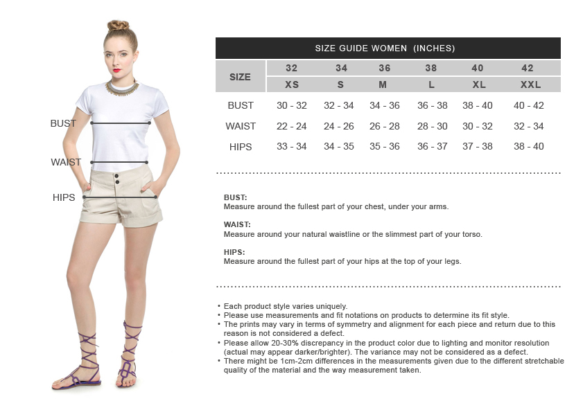 Size Chart – The WonderLand Fashion | Wear Different, Be Different